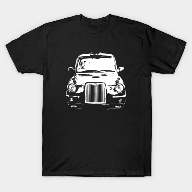 London black cab taxi monoblock white T-Shirt by soitwouldseem